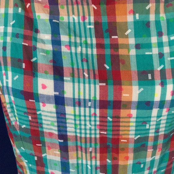 Kling colorful plaid/tartan with sprinkles & hearts cotton dress unique fun 🍩💕 - Picture 8 of 10